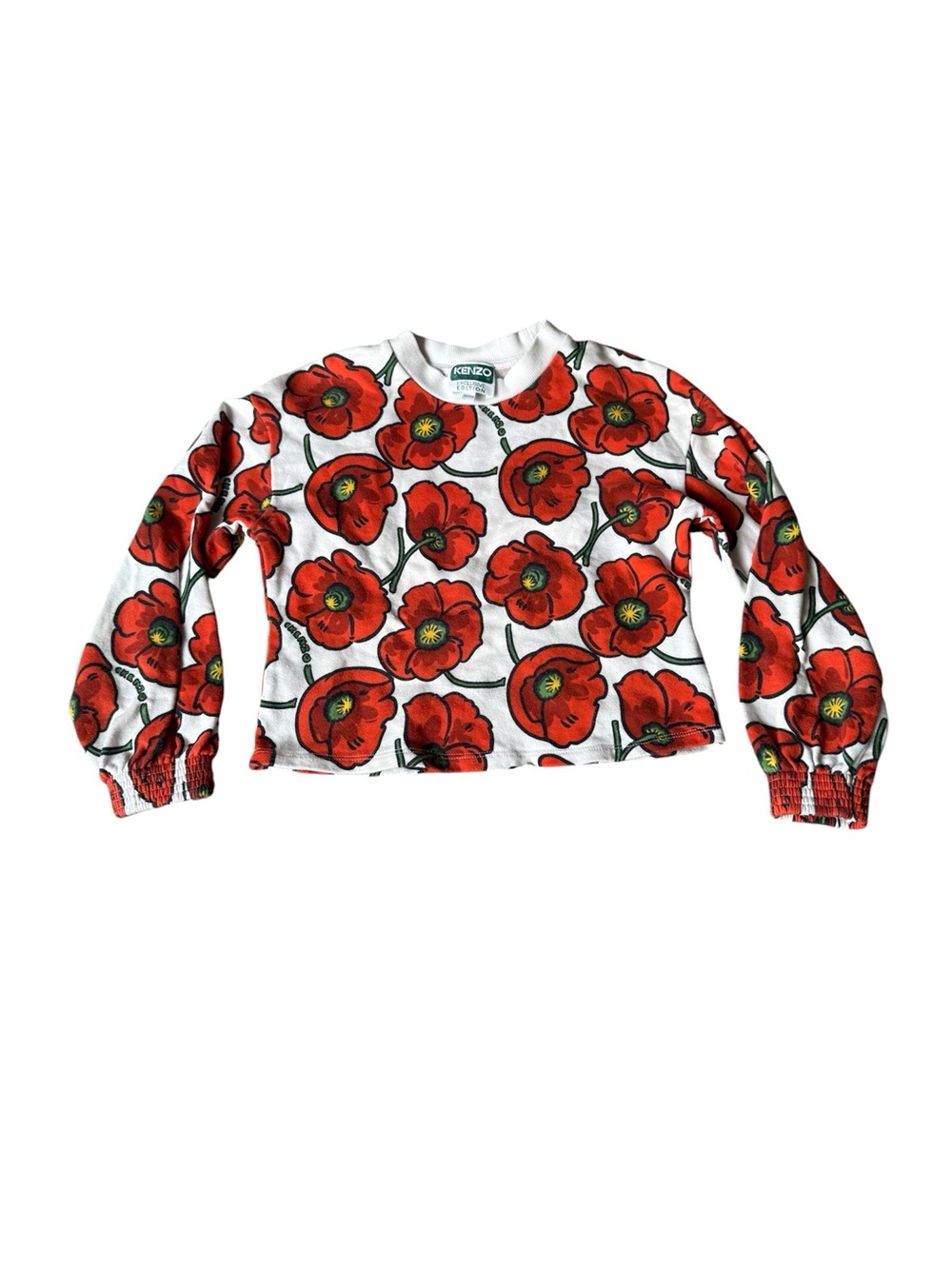 KENZO Girls Poppy Logo Floral Red Cotton Sweatshirt Top Girls 8 Pullover Floral